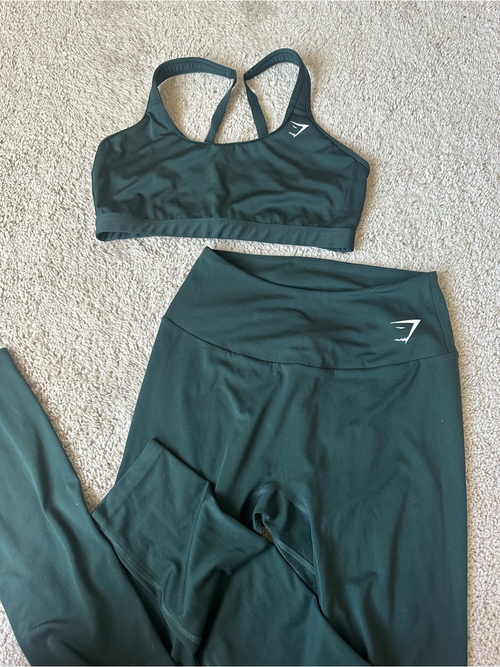 Gymshark Deep Green Leggings and Sports Bra Set